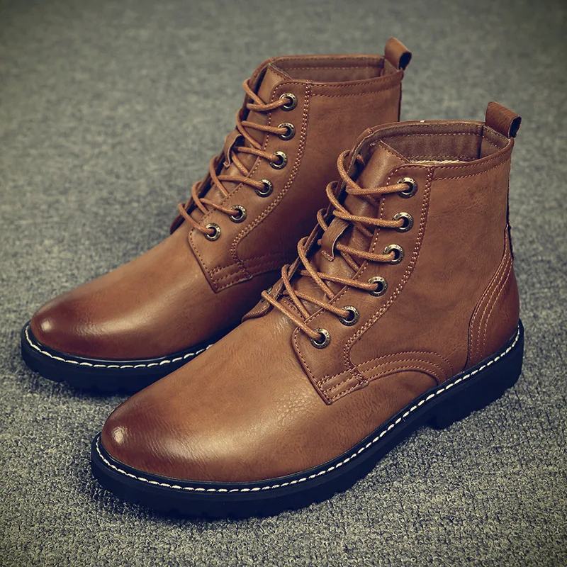 

Autumn And Winter New Style Large Size MEN'S SHOES Martin Boots Men's Hight-top Korean-style Trend Leather Boot England Worker B