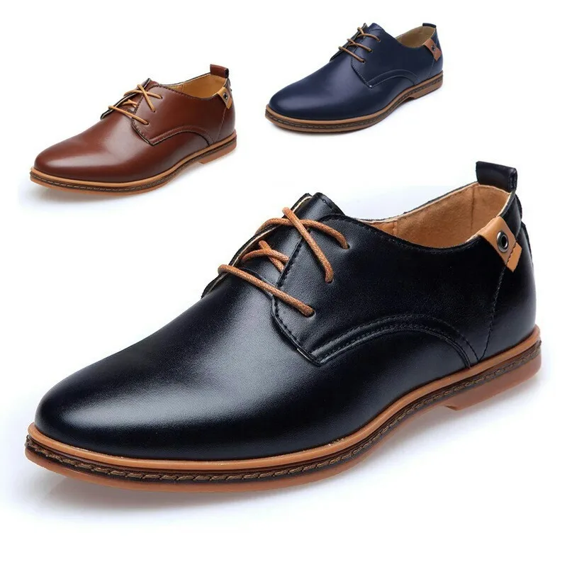 

men's shoes New leather shoes youth wild beef bottom men's shoes large size flat-bottom extra large Korean version of the tide