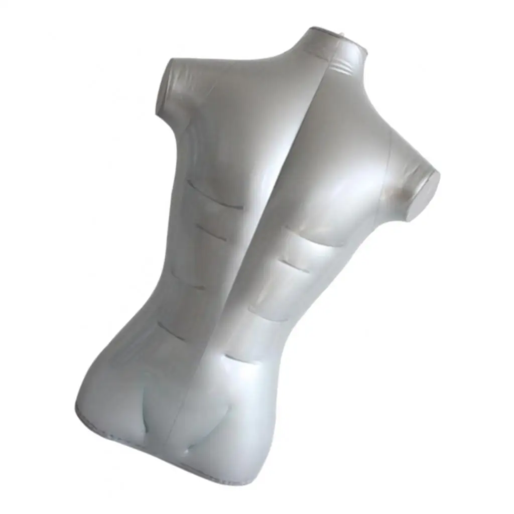 28.35'' Inflatable Male Mannequin Bust T-shirt Top Dummy Store Display Models Holder Silver