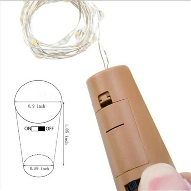 Fairy Lights 1pcs 1M 2M LED string lights Copper Silver Wire Fairy Light Garland Bottle Stopper For Glass Craft Wedding Christmas Decoration