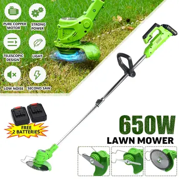 

Cordless Grass Trimmer 650W Adjustable Lawn Mower Home DIY Garden Pruning Cutter Powerful Garden Tools with 2Pcs Battery