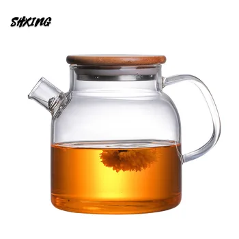 

1L / 1.8L Borosilicate Glass Teapot Heat-resistant Large Transparent Flower Pot Flower Set General Kettle Office Household Tools