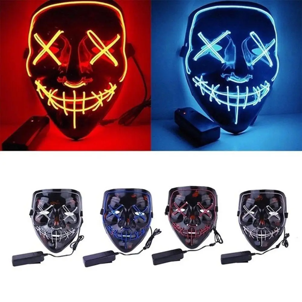 

Halloween Mixed Color Led Mask Party Masque Masquerade Masks Neon Maske Light Glow In The Dark Horror Mask Glowing Mask