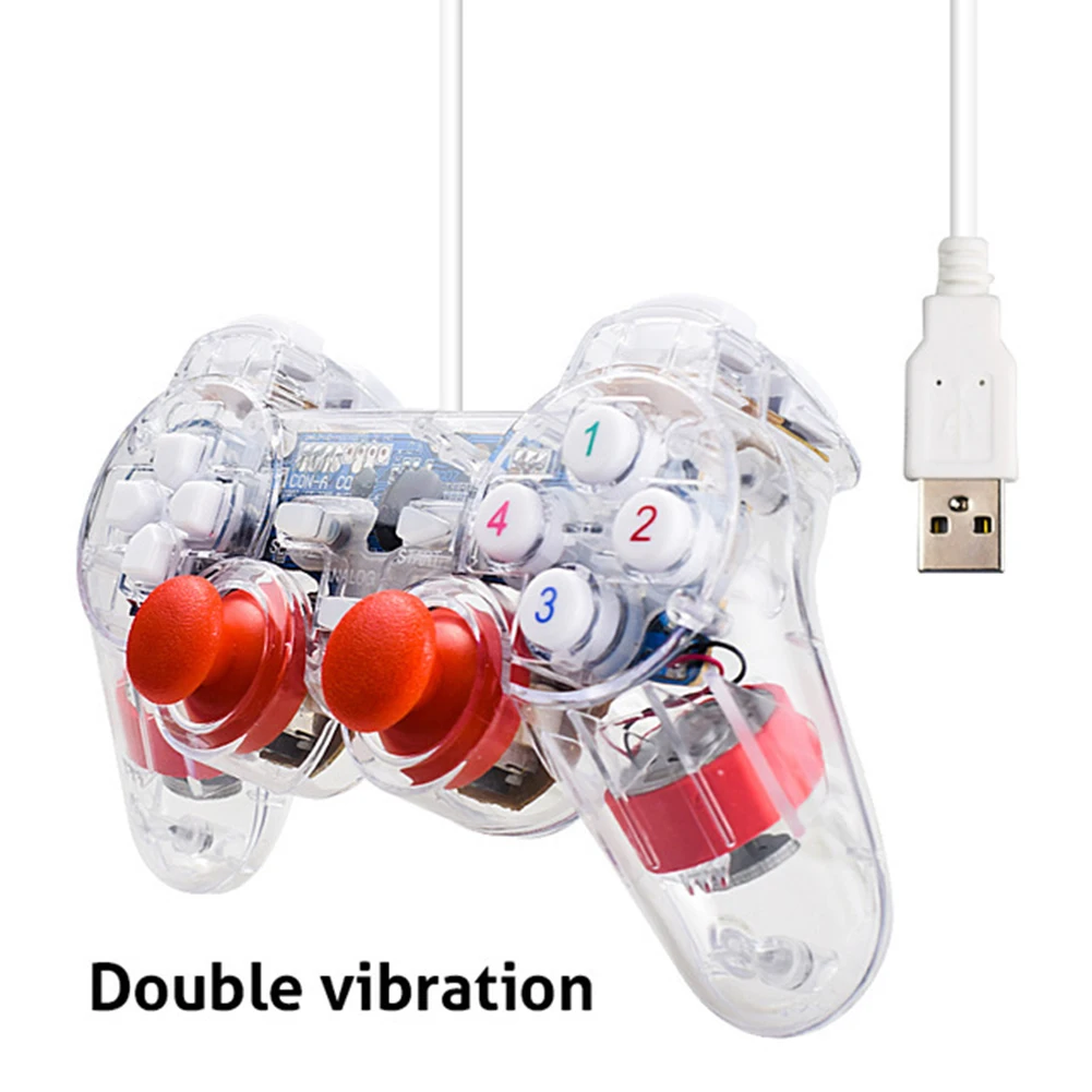 Прозрачный USB джойстик вибрирующий PC Ретро игровой контроллер для PS4/Xbox One