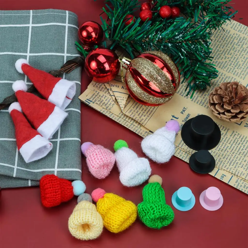 Mini Christmas Lollipop Hat Xmas Wine Bottle Covers Cap DIY Santa Claus Elf For Party Decor | Дом и сад