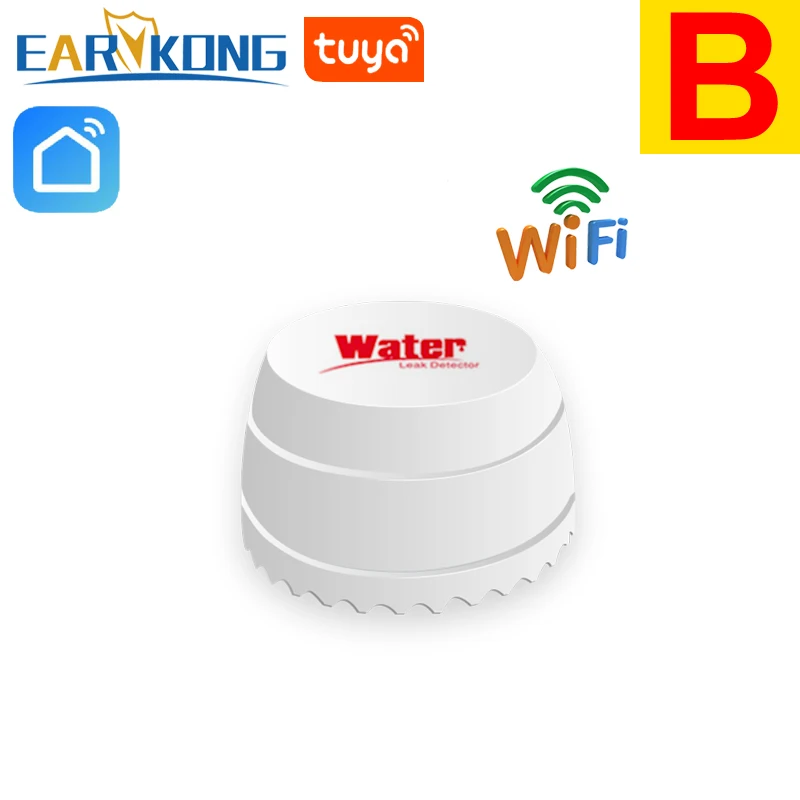 EARYKONG WiFi smart Tuya Water Leakage Sensor Tuya Water Alarm Compatible With Tuyasmart / Smart Life APP Easy Installation 