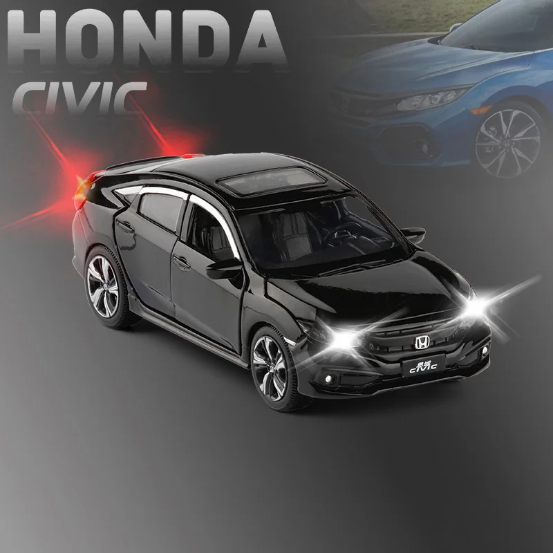 Black no box 1:32 HONDA CIVIC Diecasts& Toy Vehicles модель автомобиля со звуковым светом коллекционная машинка Игрушки для мальчиков подарок для детей литая под давлением игрушка с огоньками - Цвет: Black no box