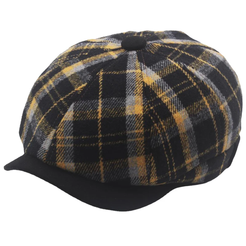 mens military beret hat HT3971 Berets Autumn Winter Hats for Men Women Vintage Plaid Octagonal Newsboy Cap Retro Artist Painter Wool Beret Hat Beret Cap mens military beret hat