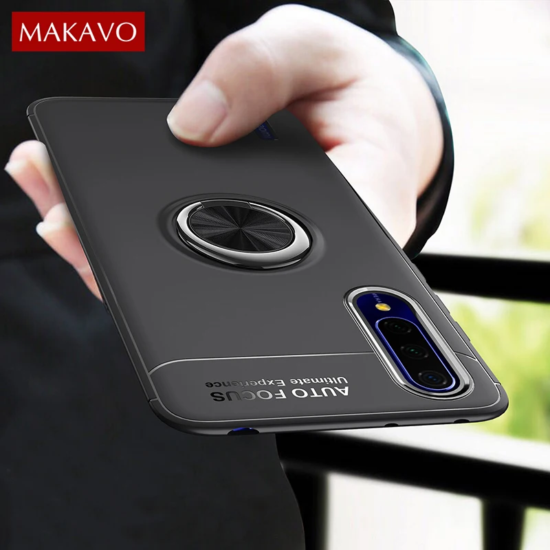 Чехол MAKAVO для Xiaomi Mi 9 Lite Мягкая силиконовая матовая задняя крышка с кольцом