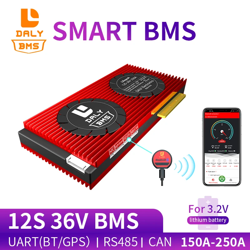 Daly 18650 smart BMS 12S 36V 150A 200A 250A Bluetooth 485 для USB устройства CAN NTC UART программное обеспечение