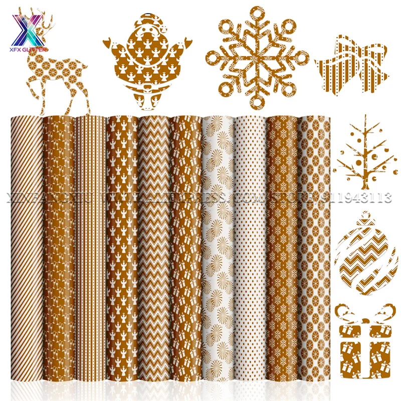 

XFX HTV Wholesale 50CM*25M Christmas Heat Transfer Vinyl Bundle HTV Iron on Vinyl Bundle Elder Snowman Elk for Cricut Craft DIY