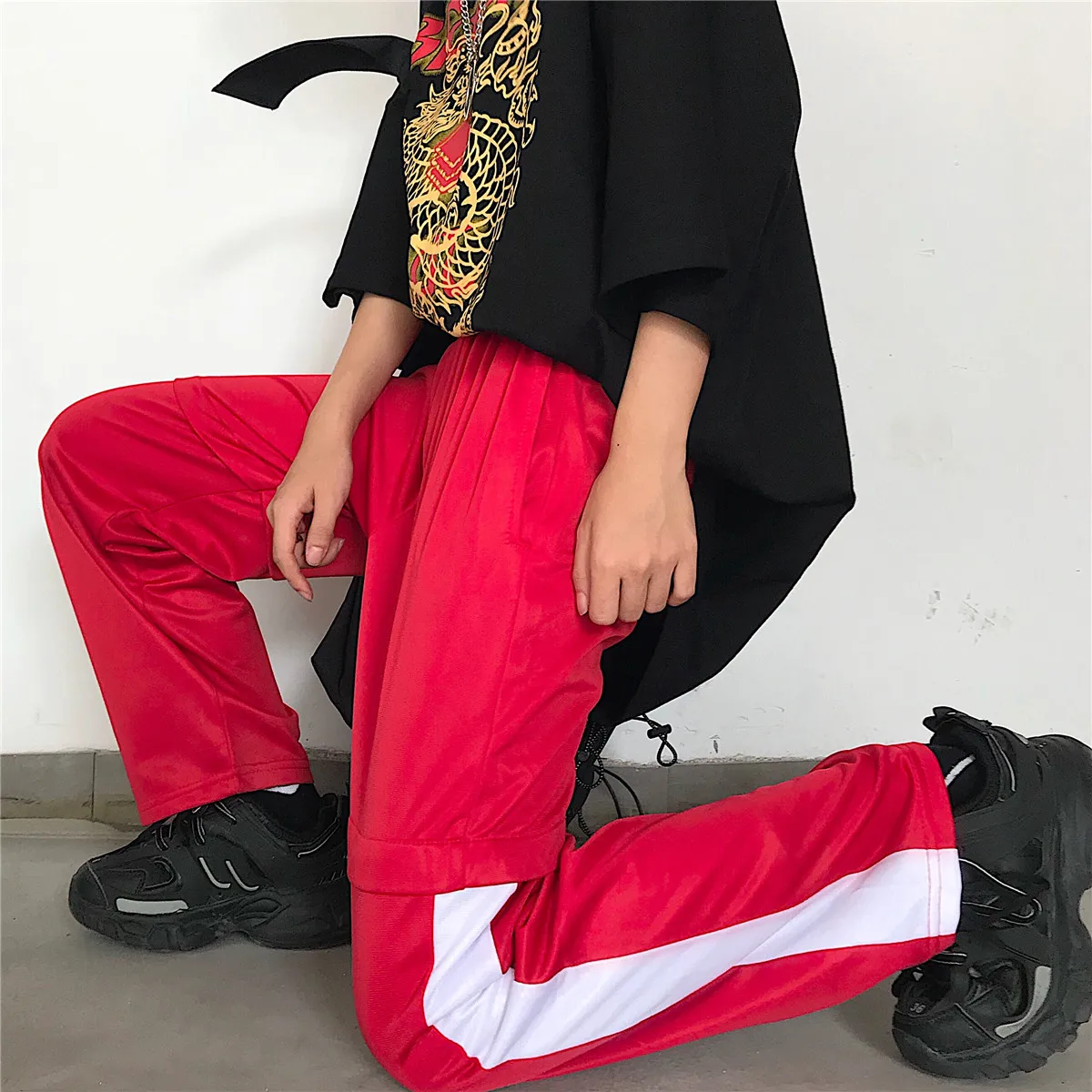 Neploe Harajuku повседневные женские длинные мужские брюки стрейч Высокая талия прямые брюки Новинка хит цвет ретро карманные брюки 54157