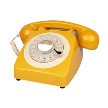 Teléfonos fijos Retro con cable, teléfono con Dial giratorio Vintage amarillo, teléfonos antiguos para el hogar, oficina, tiendas y decoración artística, regalo