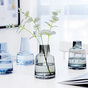 

Living room glass vase modern style home decoration accessories green plant small vase transparent irregular shape vase gift