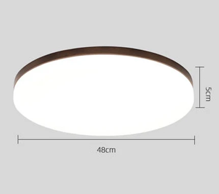 Круглый потолочный светильник для спальни, ультра-тонкий светильник для учебы из твердой древесины, цвет ореха, светодиодный светильник в скандинавском стиле, индивидуальное освещение - Цвет корпуса: DIA 48cm