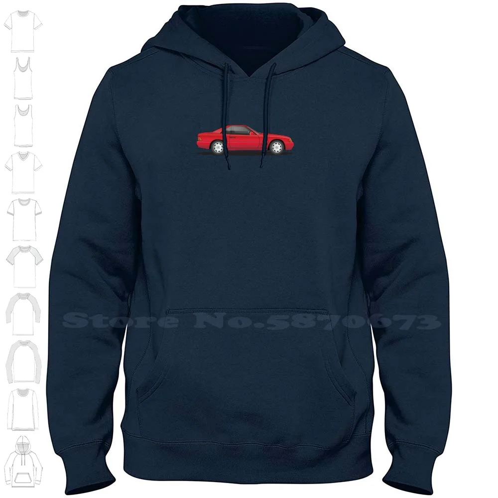 

R129 Sl Red Car Illustration Long Sleeve Hoodie Sweatshirt Silver Arrow 90s Vintage W124 W123 C124 W140 R129 W201 R230 Autobahn