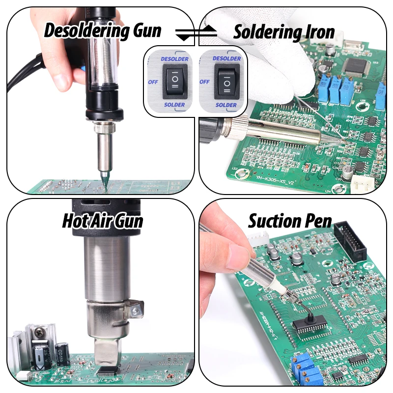 Soldering Station Soldering Tool Hot Air Gun Soldering Iron WEP 948-II Suction Tin Soldering Station 4 in 1 Sucker Tools Solder Iron Hot Air Gun BGA Rework Station