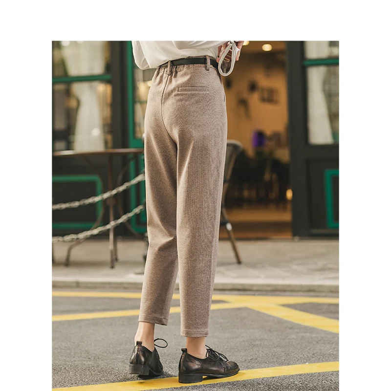 Skup INMAN wiosna jesień zima literacki klasyczny minimalizm luźna, bawełniana pościel średniej talii kobiety długie spodnie ołówkowe