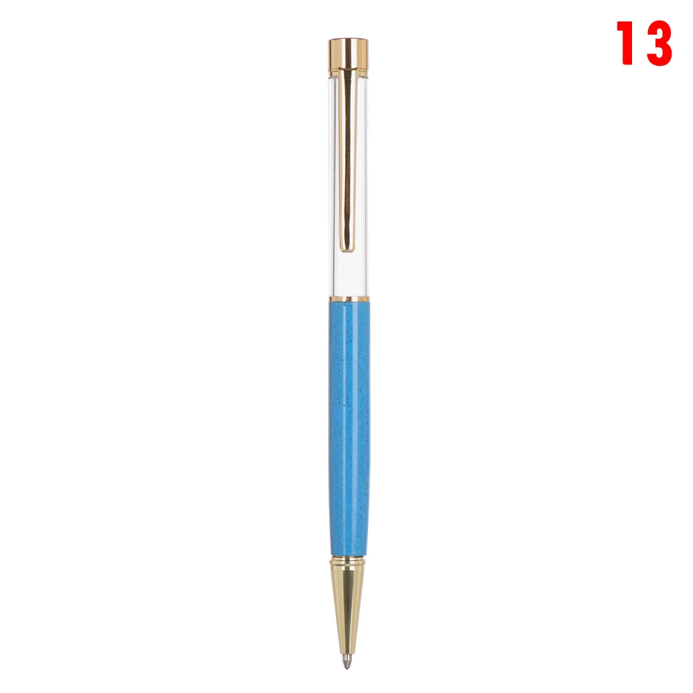 Нейтральная Шариковая ручка для самостоятельного наполнения, пустая шариковая ручка с кристаллами, caneta, без золотистой фольги, Шариковые школьные ручки для девочек - Цвет: 13
