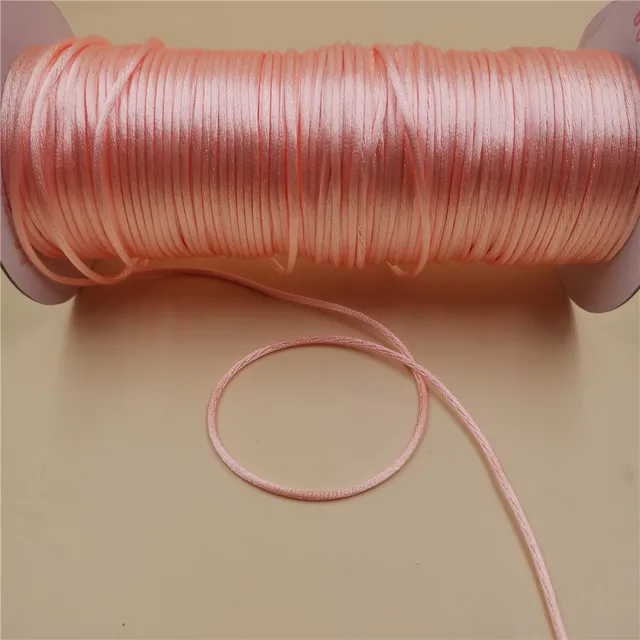 2MM  Chinese Knot Line Cord Silk Satin Nylon Cord 35colors for DIY String Necklace Bracelets 20meters Lot Rose Pink 169