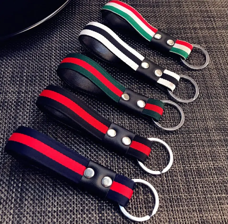 

4PCS/Set Car Keychain Leather Braided Rope Nylon Rope Key Rings Men's Waist Hanging Keychain Car Key Holder Auto Car Accessories
