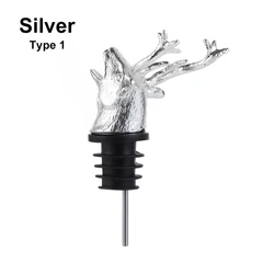 Wildlife Wine Pourer Bottle Stopper - Unique Bar Tool and Wedding Party Accessory (Type 1 silver)
