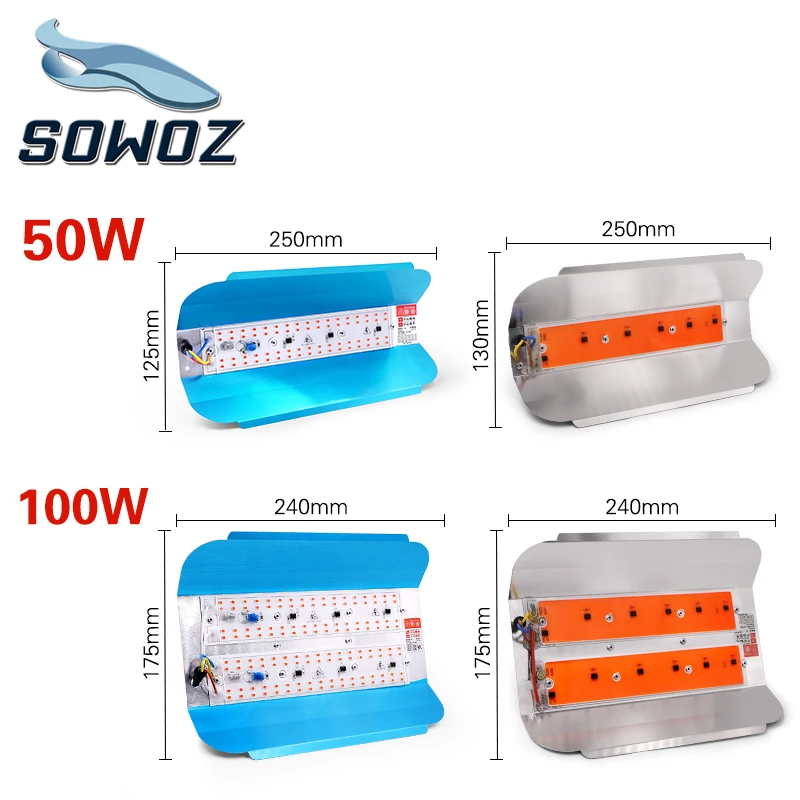 SOWOZ 50 Вт 100 Вт Светодиодный светильник для роста растений AC 220 В светодиодный COB лампа для роста растений растительная теплица Гидропоника простой прожектор