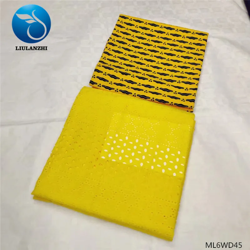

LIULANZHI Nigerian Lace Latest Design Wax Cloth Fabric 3 yards + Voile Lace African 2 yards 2019 Cheaper Lace Fabrics ML6WD