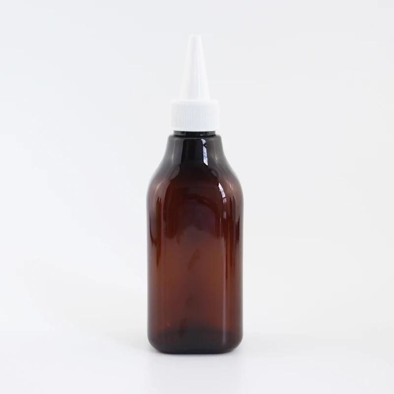 Jooray 200 мл заостренный рот пластиковые контейнеры для косметики E-Liquid квадратная пластиковая бутылка с белой прозрачной черной крышкой 200cc емкость 30 шт - Цвет: Brown Bottle White