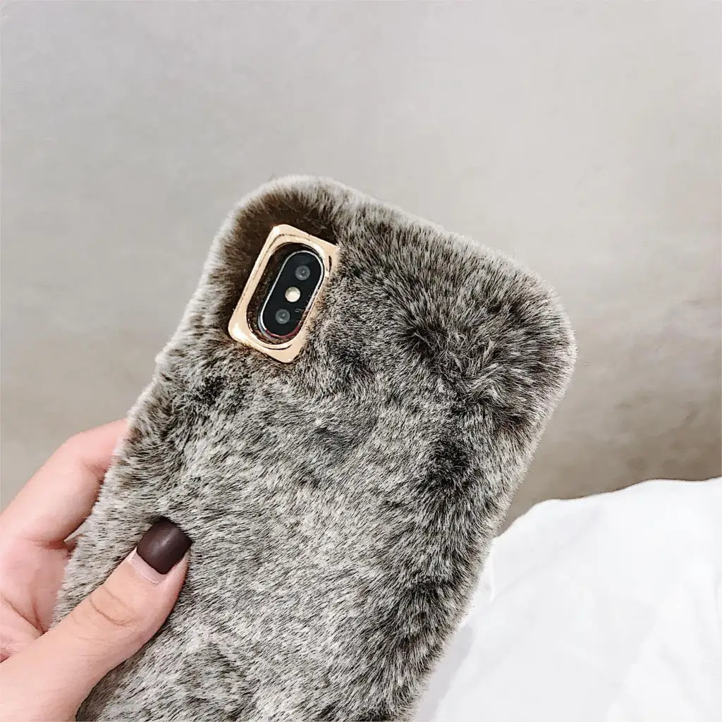 Чехол для Oppo F9 F11 Pro A7X F7 F5 A73 F1 плюс A9 A83 A1 A77 F3 A71 A7 A59 F1S A53 A5 A3S A57 A39 на кроличьем меху теплая накладка
