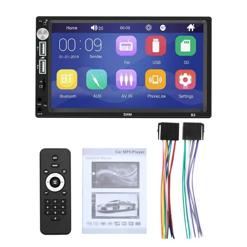 SWM X5 двойной 2 DIN стерео 7 дюймов Bluetooth AUX RCA FM радио головное устройство