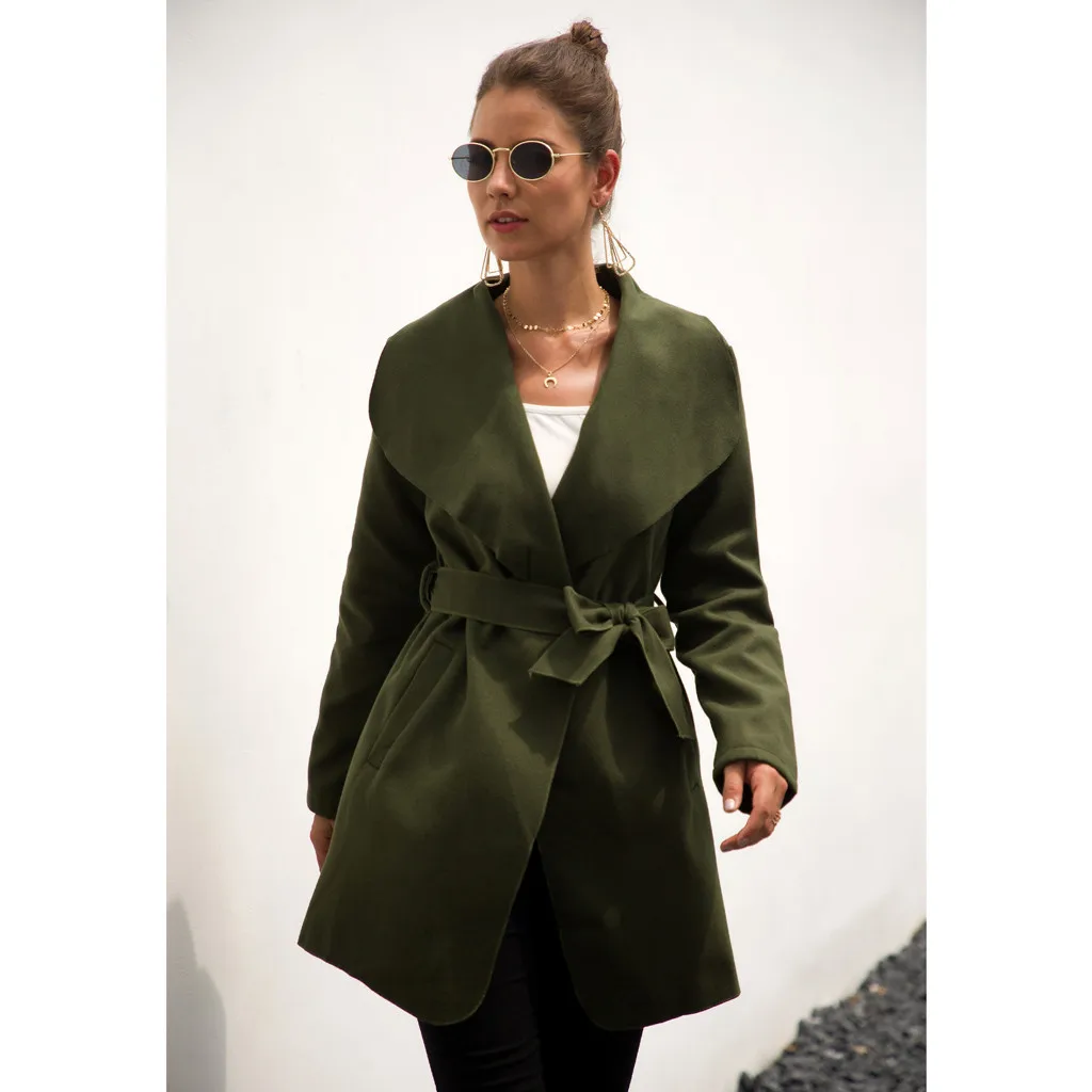 Green Trench Coat Long Outerwear 