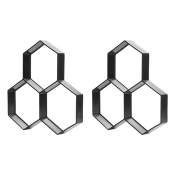 

2pcs Hexagon Cement Paving Mould DIY Plastic Floor Mould Garden Floor Path Tile Brick Mold Mold Supplies for Road Garden