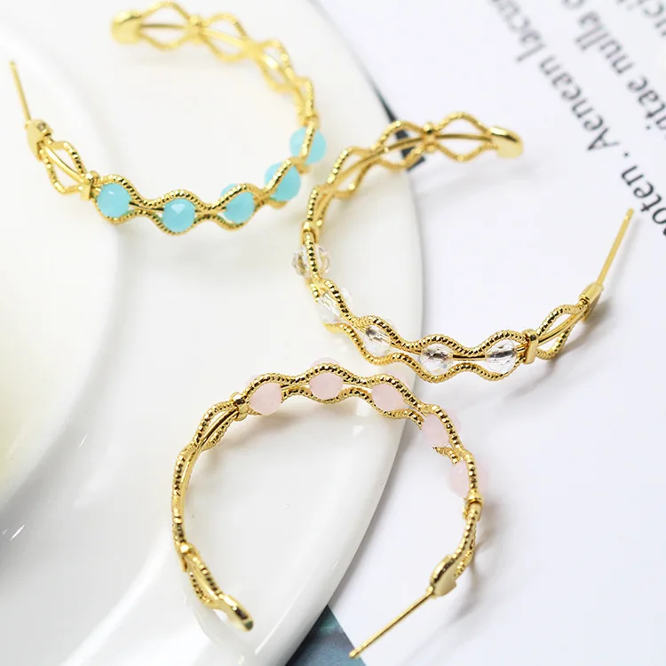 

Korean Popular Style Half Round Earrings for Women Simple Personality Micro Set Zircon Earrings Earrings for Women Jewelry