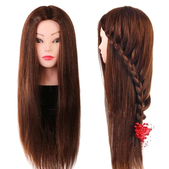 

50% Real Hair 24Inch Mannequin Head Hair Female Training Head Hairdressing Practice Head Doll Salon Hairstyle Dolls Dummy Heads