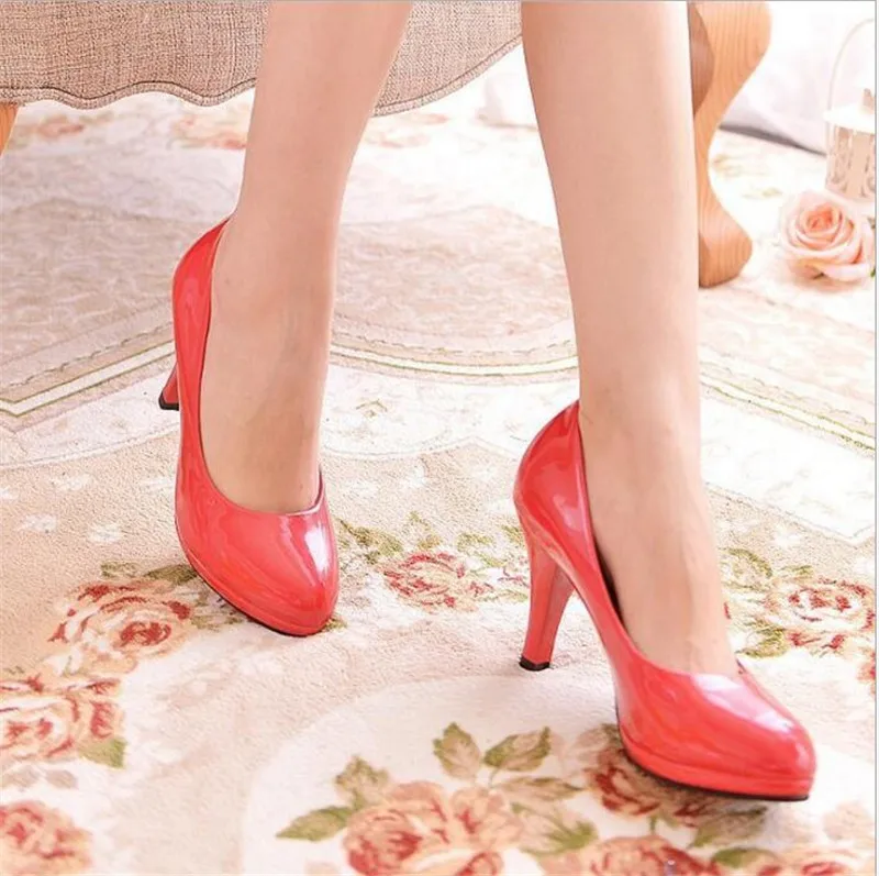 CEVABULE/ г. Обувь женские туфли-лодочки из PU искусственной кожи на тонком каблуке, 3 цвета, черный, белый, красный цвет профессиональные туфли-лодочки женская обувь. DFGD-8807 - Цвет: red