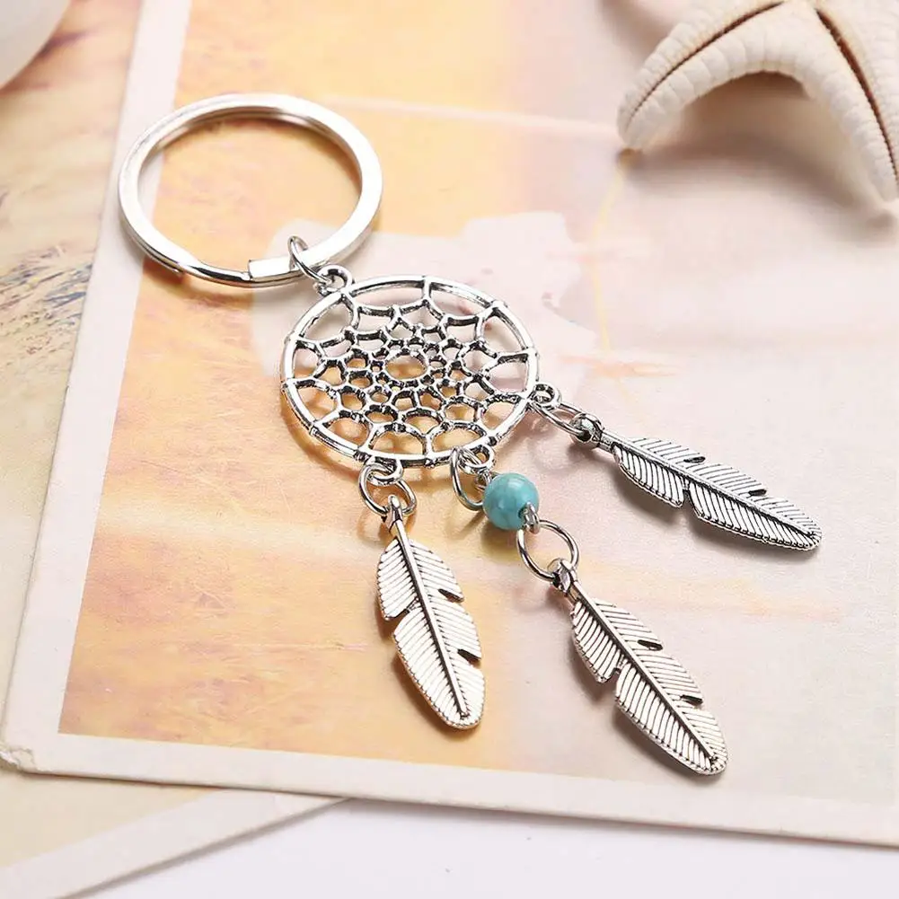 

Fashion 1Pcs Handcraft Dream Catcher Pendant Key Ring Buckle Car Pendant Simple Hanging Ornaments Gift Home Decoration