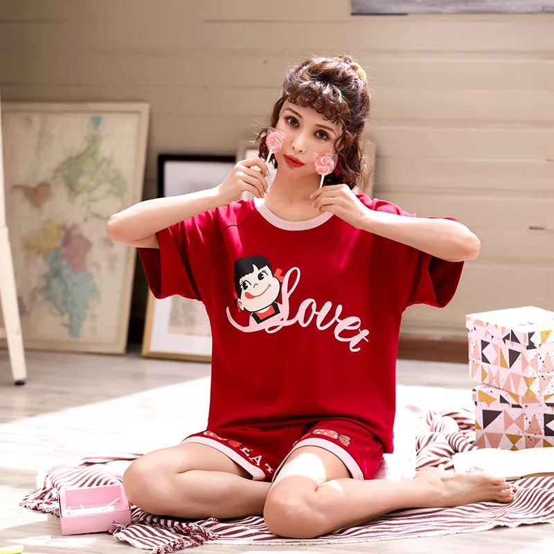 

919 # Glutton Little Girl Pullover JZ Short Sleeve Shorts Pajamas Homewear Set Series
