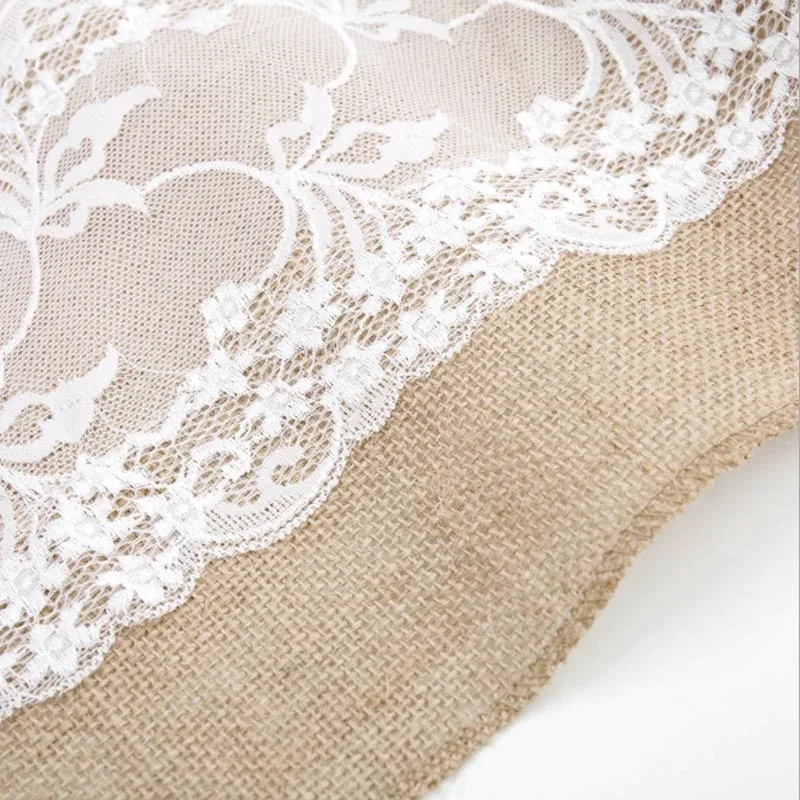 30*275 см, хит, Hessian, мешковина, настольная дорожка, Weding, цветок, кружево, натуральный, деревенский, винтажный, для домашнего декора, модное, кружевное, льняное, Настольная дорожка s