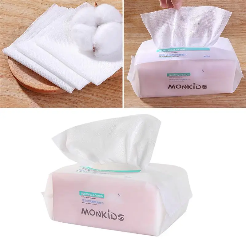 

100pcs Disposable Face Towel Cotton Mesh Grain Wet And Dry Use Face Towel Disposable Makeup Removing Towels For Women Girls