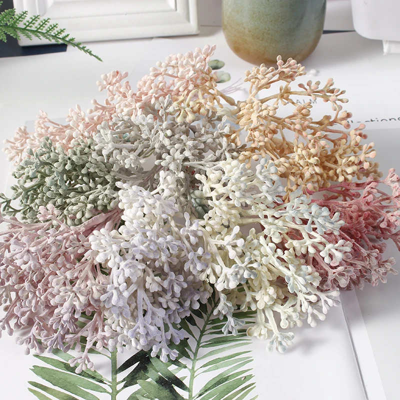 6pcs/lot 14cm Long Stamen Artificial Flower Plants Bouquet Berry Fake DIY Wreat Box Craft for Wedding Home Decoration | Дом и сад