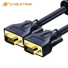 CABLETIME кабель VGA 3+ 9C с оплеткой высокого качества Экранирование VGA к VGA M/M 15 м PIN для HD ТВ ПК ноутбук ТВ Удлинительный кабель C128