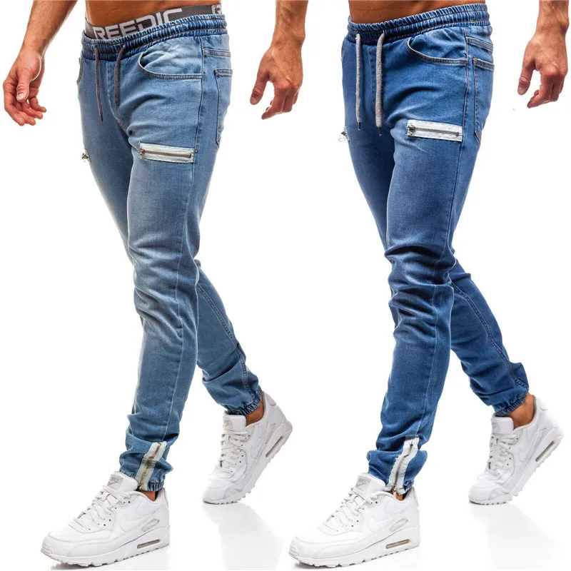 

3 Styles Men Stretchy Skinny Biker Slim Fit Denim Men Multi-pocket zipper pencil Pants men casual jeans fashion Casual Trousers
