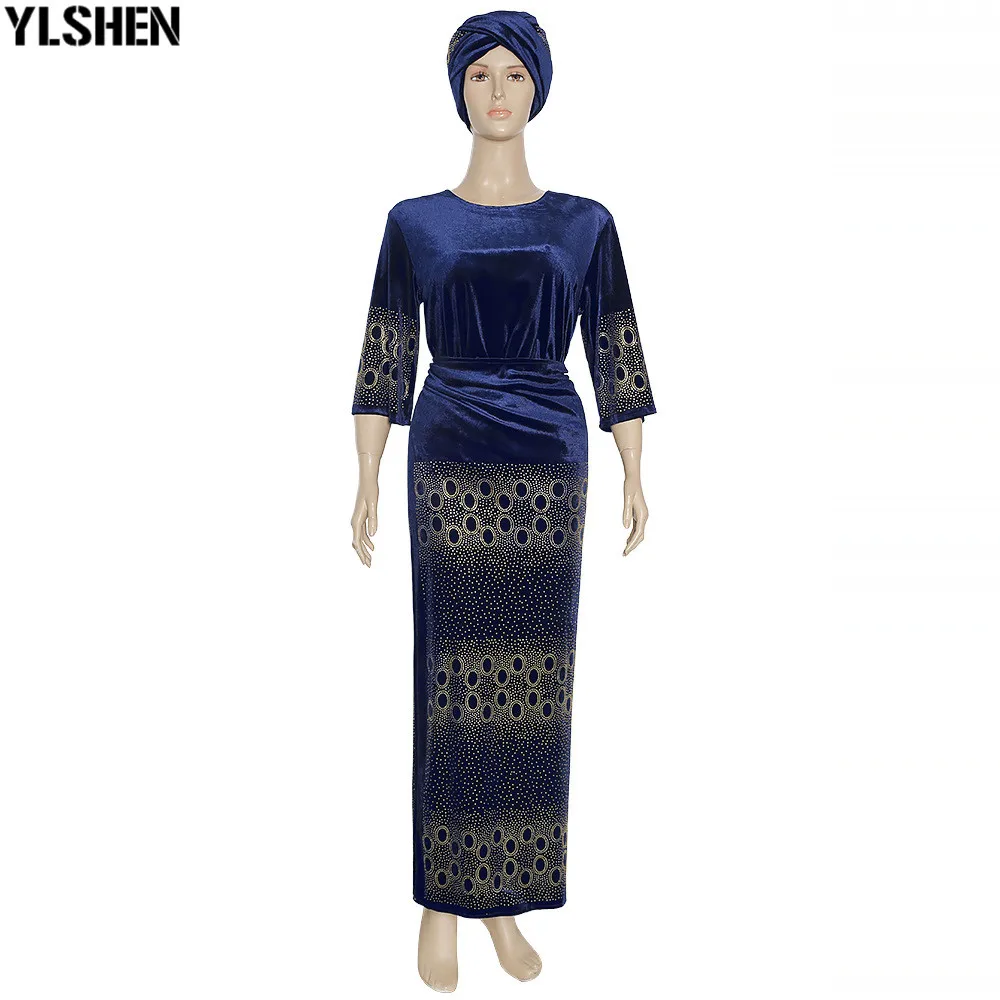 African Dresses for Women 3 Piece Set Dashiki Diamonds Tops Skirt African Clothes Bazin Broder Riche Fashion Robe Africaine Femme 46
