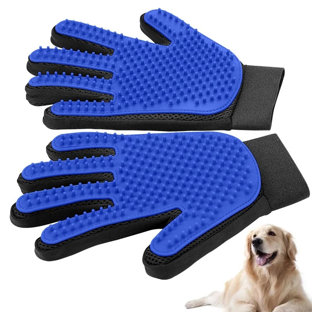 Rubber Pet Dogs Cats Grooming Gloves Mitten Deshedding Cleaning Animal