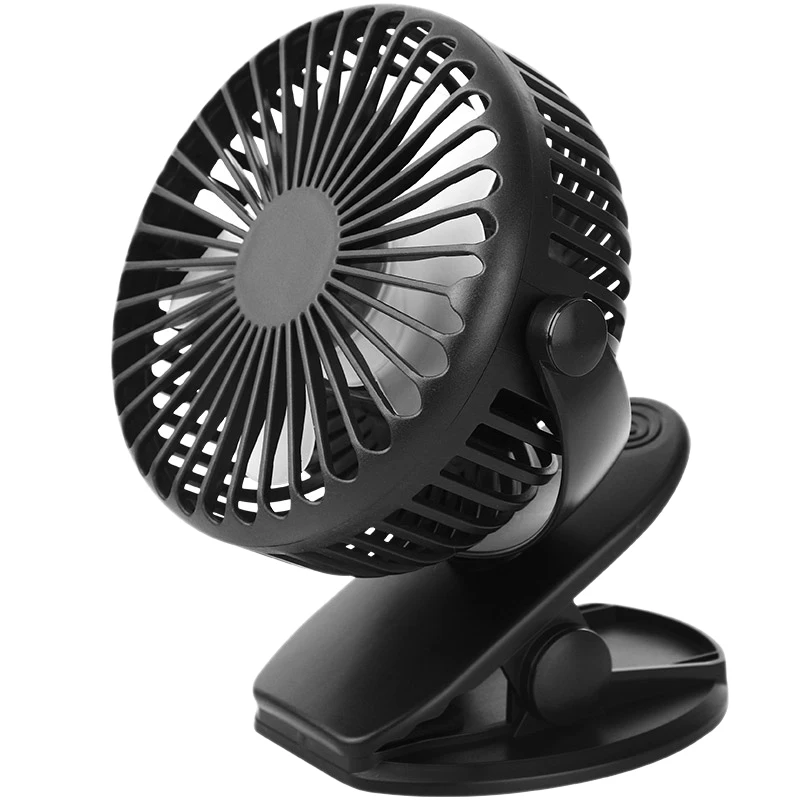 New Portable Handheld Small Fan New Clip USB Fan Charging Desktop Mini Portable Desktop Fan Desktop Outdoor (Black)