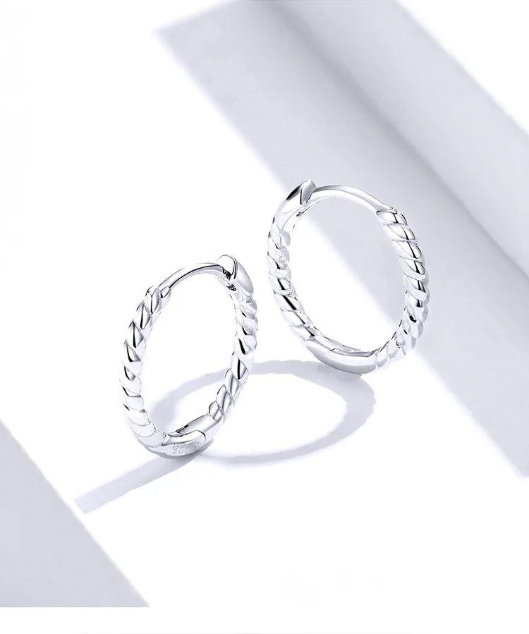 bamoer Minimalist Hoop Earrings for Women 925 Sterling Silver Weaving Geometric Design Fashion Jewelry Bijoux jewelry accessories