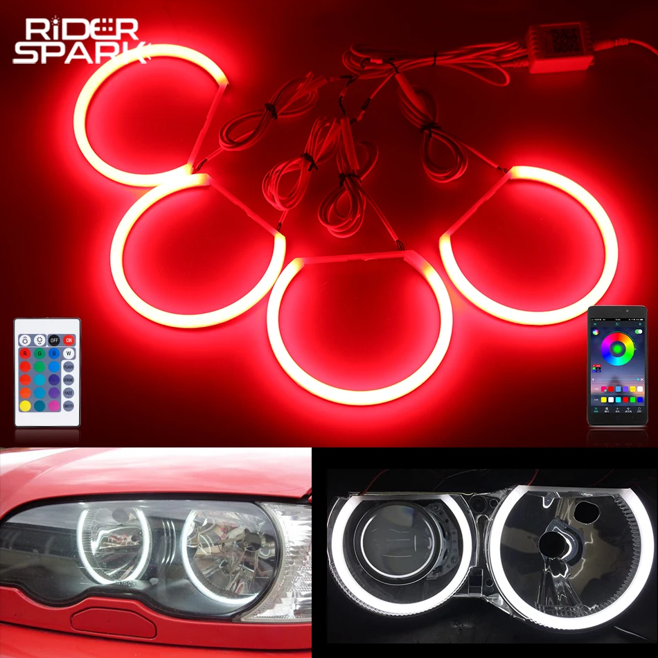 APP Bluetooth LED Angel Eyes Halo Rings for BMW E46 4D coupe e46 sedan