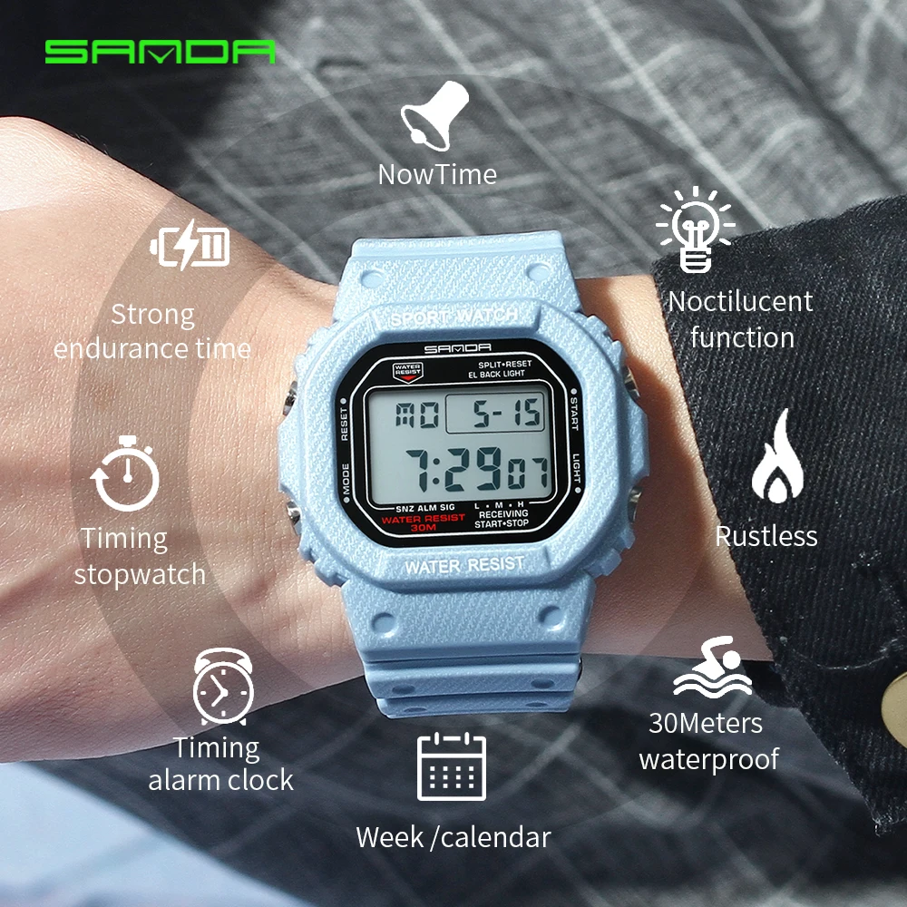Спортивные СВЕТОДИОДНЫЙ ные электронные цифровые часы G style водонепроницаемые