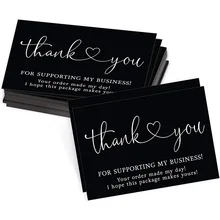 

30Pcs 9cm*5.4cm Black Thank You For Supporting My Small Businesses Cards For Commercial Gift Card Package Wrapping Baking